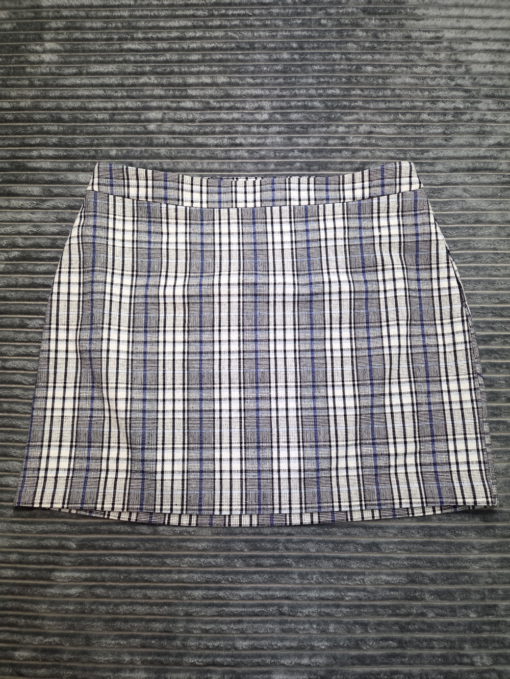 Nine West Gray, White and Blue Plaid Mini Skirt